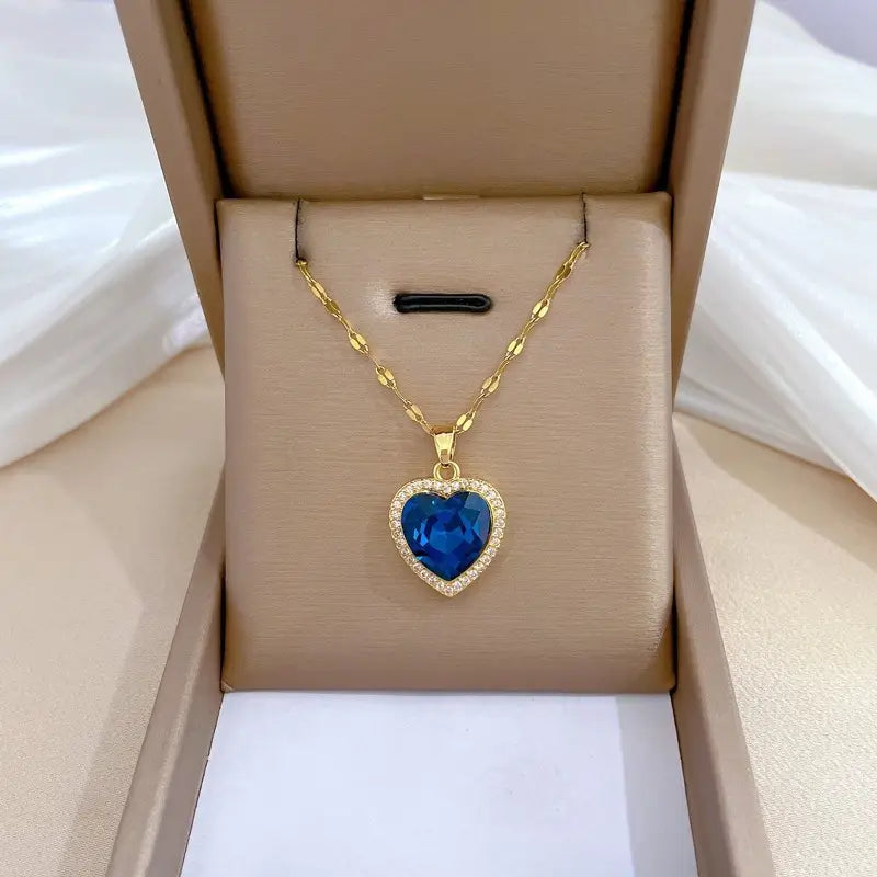 Blue Heart Crystal Pendant Necklace | Amelia Bellrose Jewellery