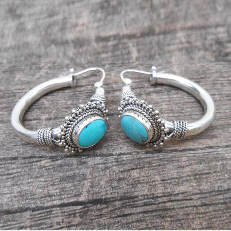 Turquoise Statement Hoop Earrings | Amelia Bellrose Jewellery