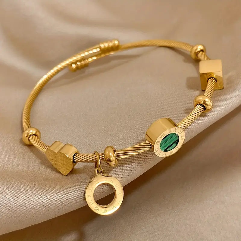 Gold Charm Bracelet with Crystal Accent | Amelia Bellrose Jewellery
