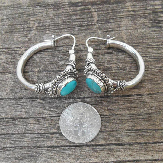 Turquoise Statement Hoop Earrings | Amelia Bellrose Jewellery