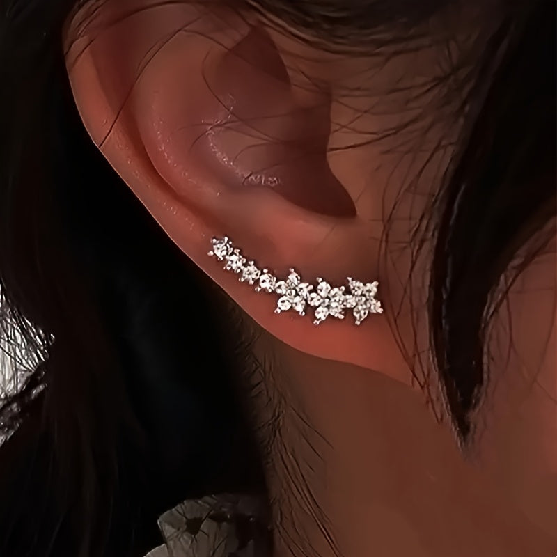 Floral Crystal Ear Climber Earrings | Amelia Bellrose Jewellery