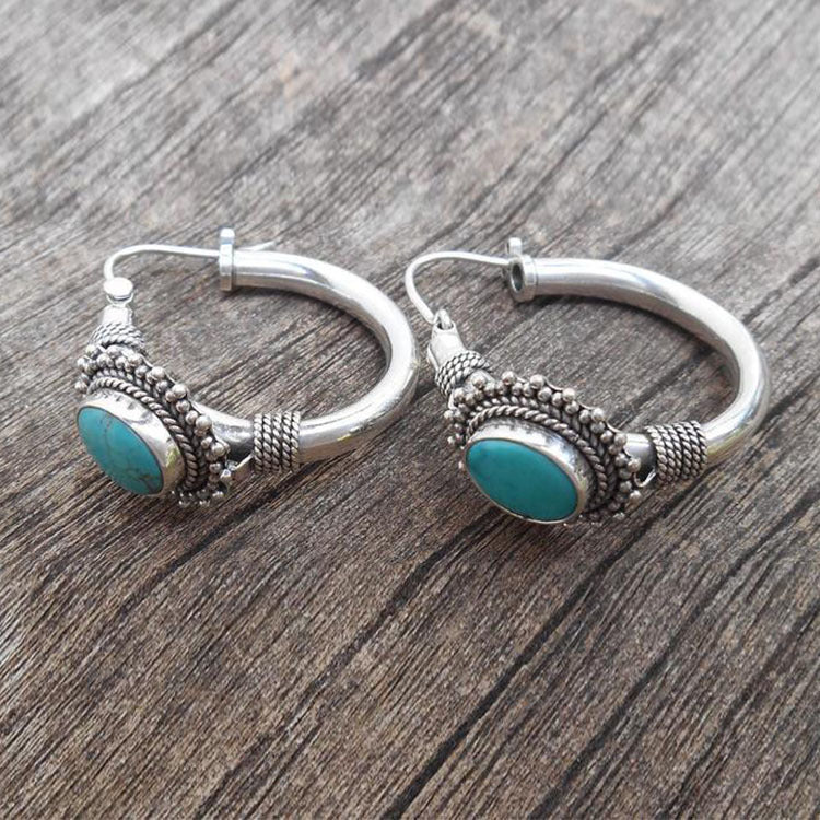 Turquoise Statement Hoop Earrings | Amelia Bellrose Jewellery