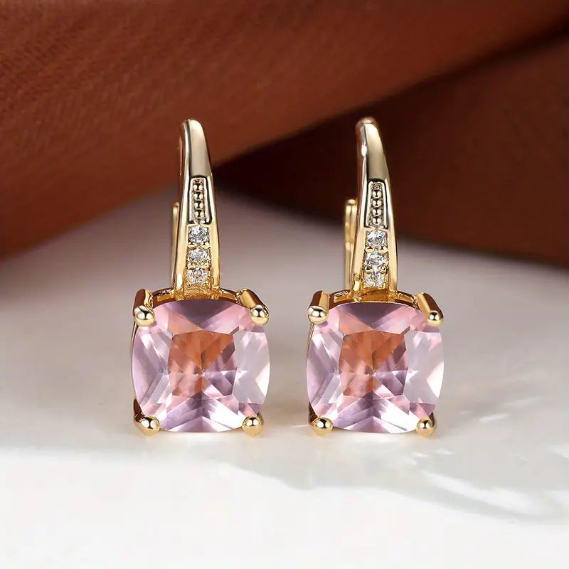 Sapphire Crystal Square Drop Earrings | Amelia Bellrose Jewellery
