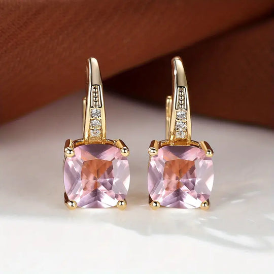 Cushion-Cut Blue Crystal Drop Earrings | Amelia Bellrose Jewellery