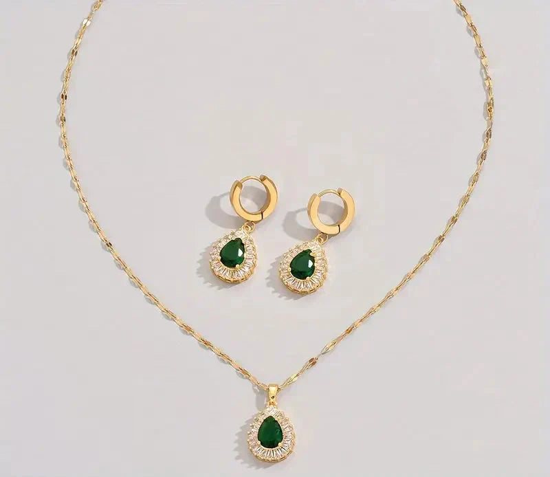 Teardrop Crystal Halo Jewellery Set | Amelia Bellrose Jewellery