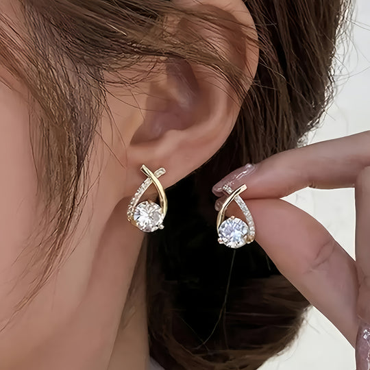 Zirconia Curve Drop Earrings | Amelia Bellrose Jewellery