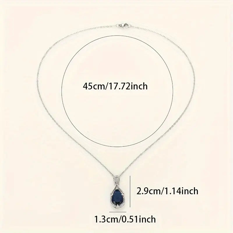 Blue Crystal Teardrop Twist Necklace | Amelia Bellrose Jewellery