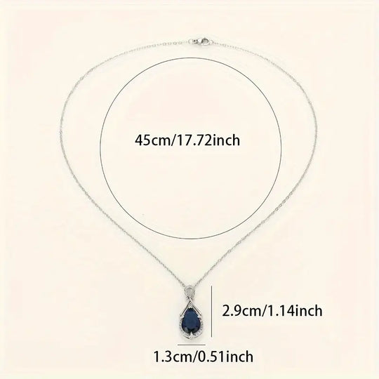 Blue Crystal Teardrop Twist Necklace | Amelia Bellrose Jewellery