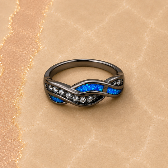 Opal Inlay Twist Ring | Amelia Bellrose Jewellery