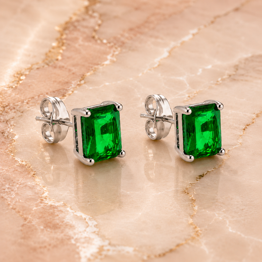 Emerald Stud Earrings | Amelia Bellrose Jewellery