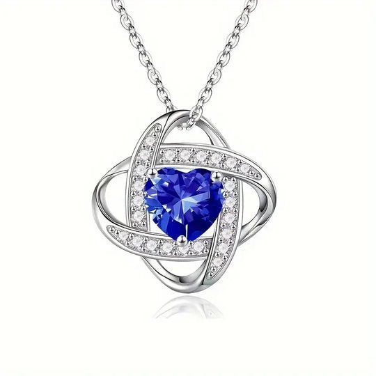 Blue Crystal Orbit Heart Necklace | Amelia Bellrose Jewellery