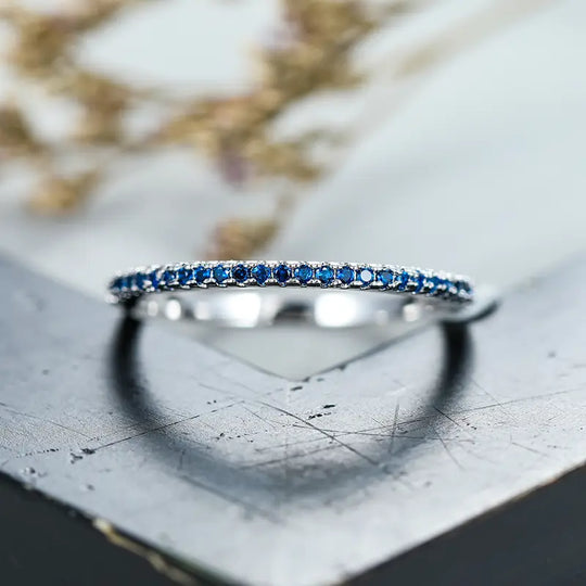 Blue Crystal Pavé Band Ring | Amelia Bellrose Jewellery