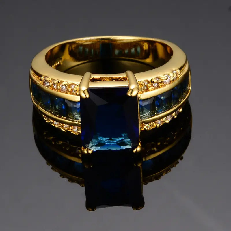 Square Blue Crystal Channel-Set Ring | Amelia Bellrose Jewellery