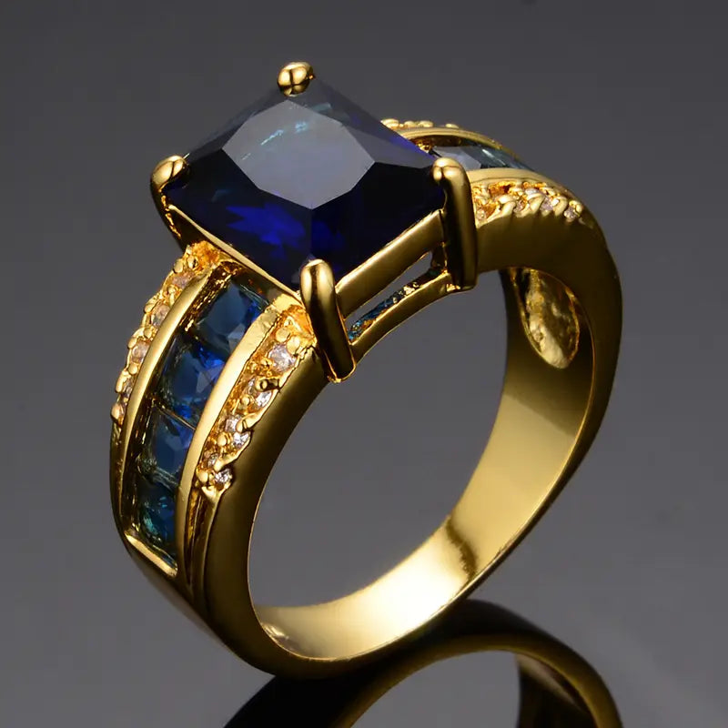 Square Blue Crystal Channel-Set Ring | Amelia Bellrose Jewellery