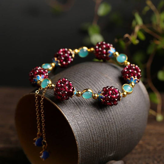 Red Crystal Beaded Charm Bracelet | Amelia Bellrose Jewellery