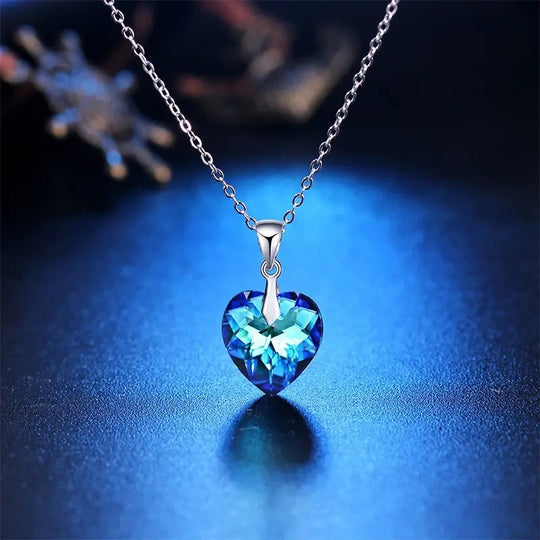 Blue Crystal Heart Jewellery Set | Amelia Bellrose Jewellery