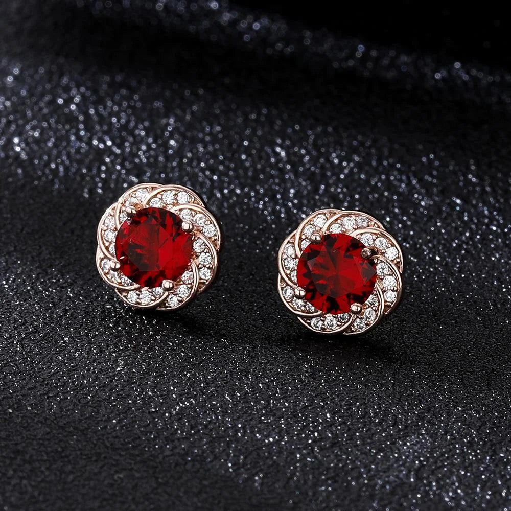 Oval Red Crystal Jewellery Set Rose Gold | Amelia Bellrose Jewellery