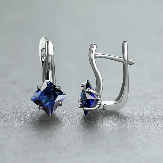Square Blue Crystal Drop Earrings | Amelia Bellrose Jewellery
