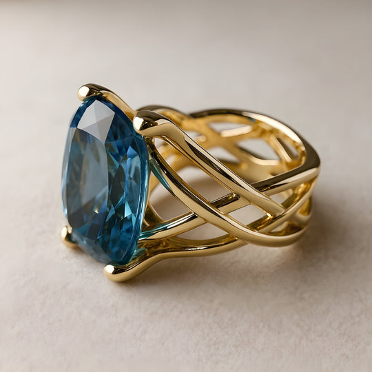 Blue Oval Crystal Statement Ring | Amelia Bellrose Jewellery
