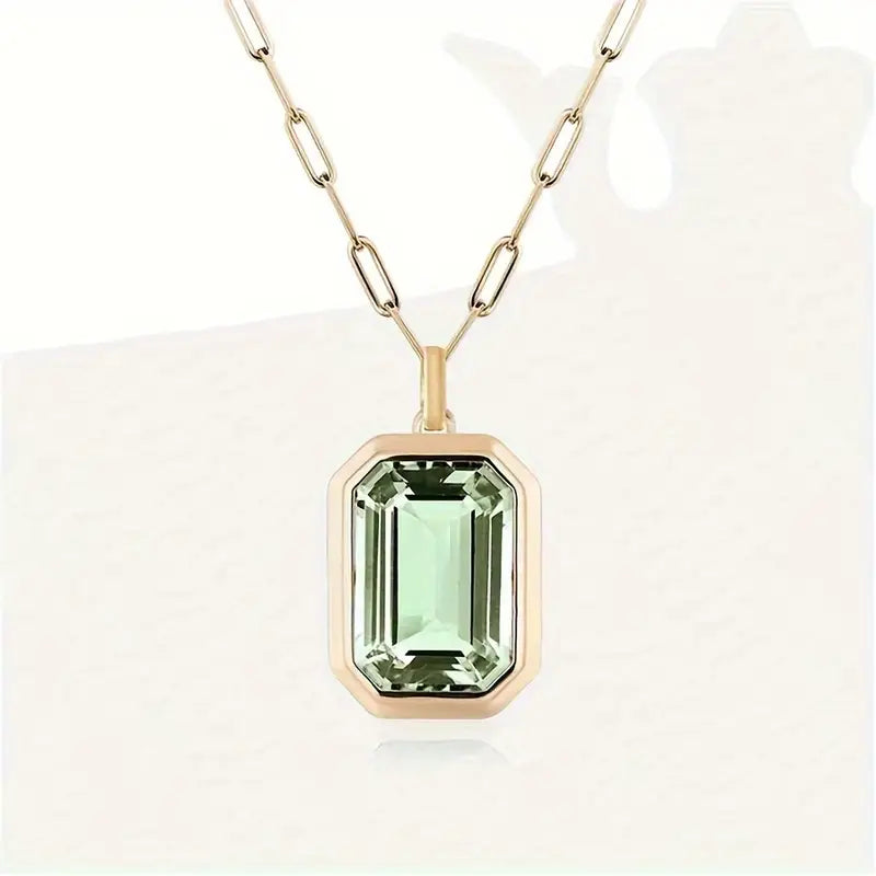 Emerald-Cut Crystal Pendant Necklace | Amelia Bellrose Jewellery