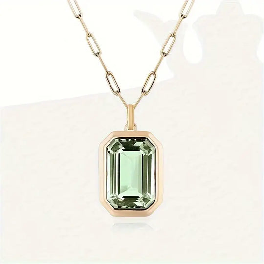 Emerald-Cut Crystal Pendant Necklace | Amelia Bellrose Jewellery