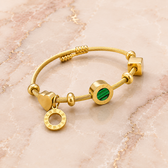 Gold Charm Bracelet with Crystal Accent | Amelia Bellrose Jewellery