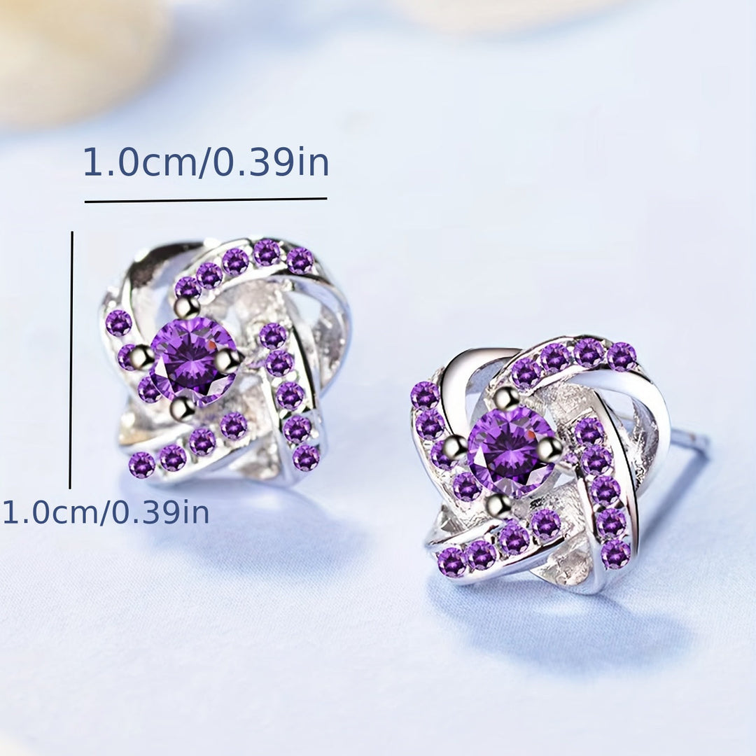 Amethyst Crystal Swirl Stud Earrings | Amelia Bellrose Jewellery
