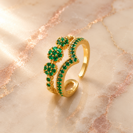 Floral V-Band Ring Set | Amelia Bellrose Jewellery