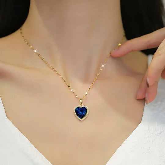 Blue Heart Crystal Pendant Necklace | Amelia Bellrose Jewellery