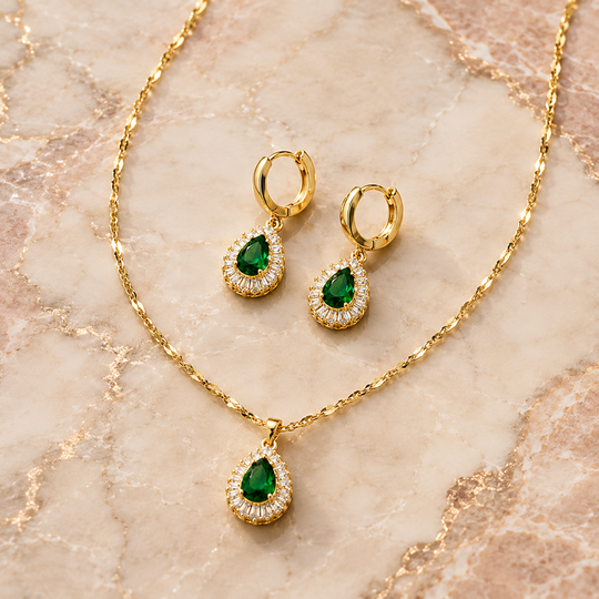 Teardrop Crystal Halo Jewellery Set | Amelia Bellrose Jewellery