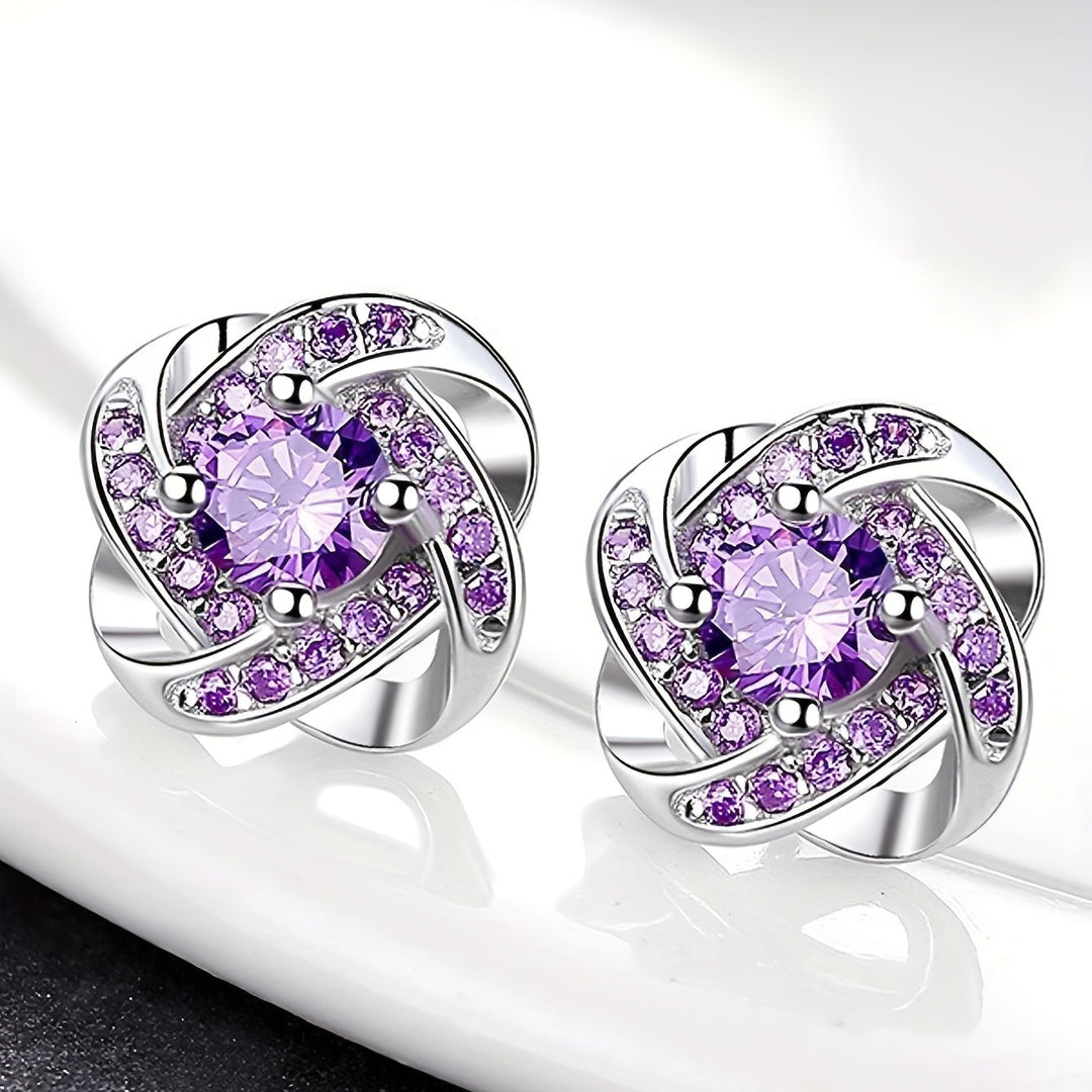 Amethyst Crystal Swirl Stud Earrings | Amelia Bellrose Jewellery
