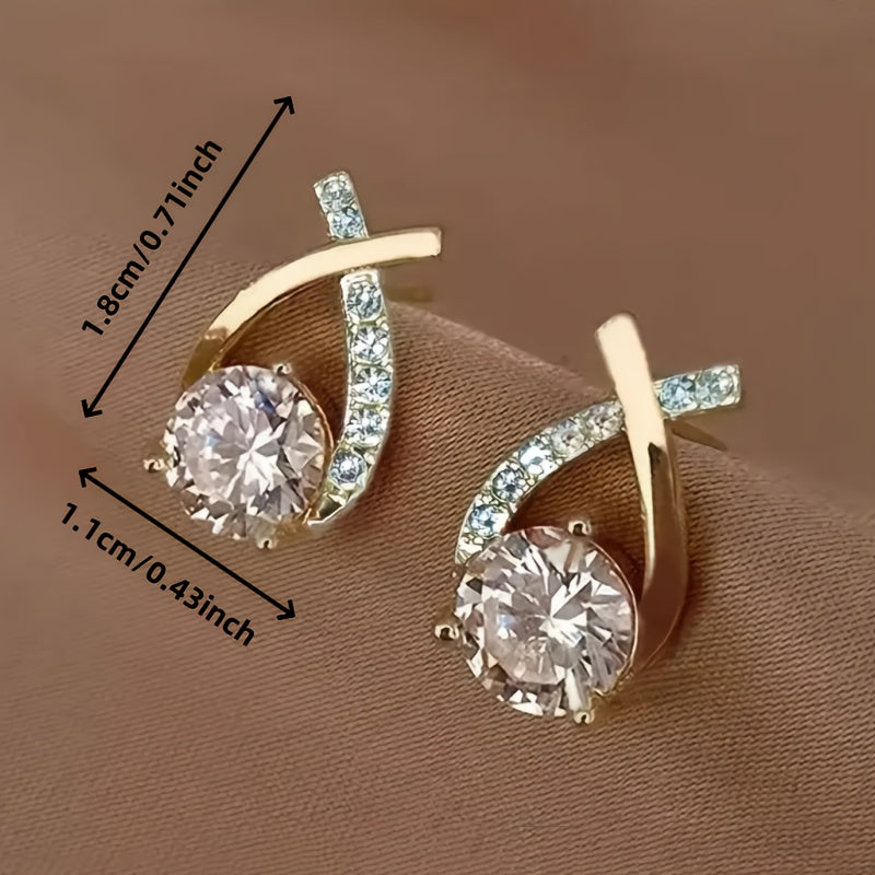 Zirconia Curve Drop Earrings | Amelia Bellrose Jewellery