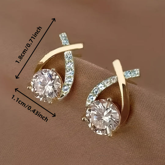 Zirconia Curve Drop Earrings | Amelia Bellrose Jewellery