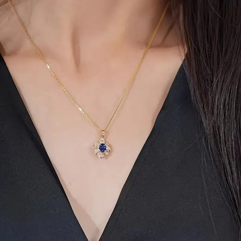 Blue Crystal Floral Cluster Necklace | Amelia Bellrose Jewellery