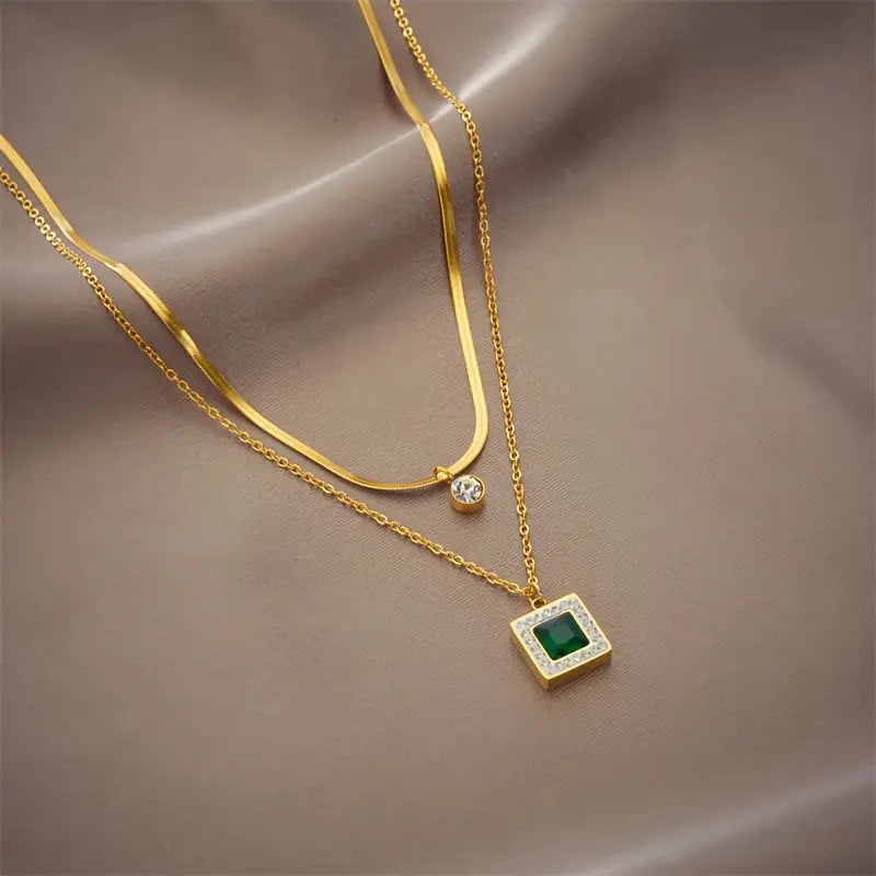 Layered Crystal Pendant Necklace | Amelia Bellrose Jewellery