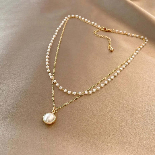 Double Layer Pearl Pendant Necklace | Amelia Bellrose Jewellery