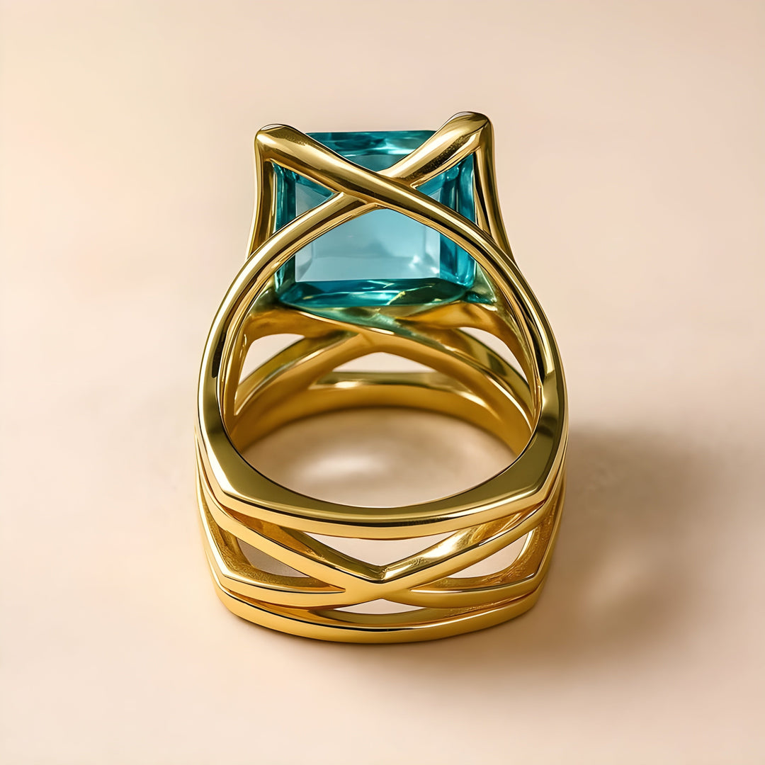 Blue Oval Crystal Statement Ring | Amelia Bellrose Jewellery