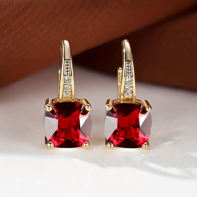 Sapphire Crystal Square Drop Earrings | Amelia Bellrose Jewellery