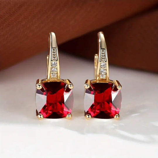 Sapphire Crystal Square Drop Earrings | Amelia Bellrose Jewellery
