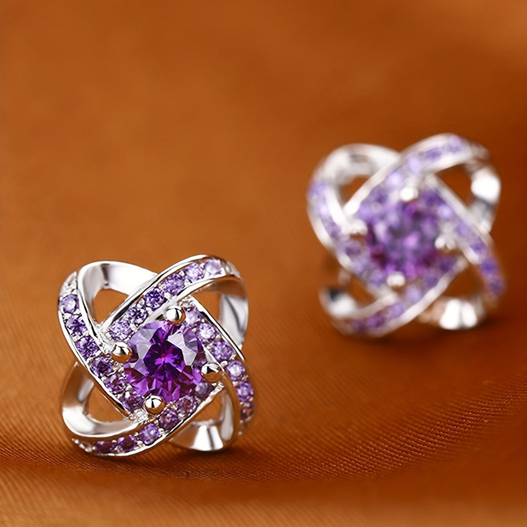 Amethyst Crystal Swirl Stud Earrings | Amelia Bellrose Jewellery