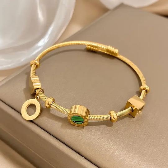 Gold Charm Bracelet with Crystal Accent | Amelia Bellrose Jewellery
