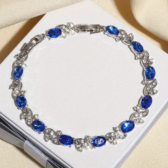 Blue Crystal Oval Vine Bracelet | Amelia Bellrose Jewellery