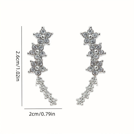 Floral Crystal Ear Climber Earrings | Amelia Bellrose Jewellery