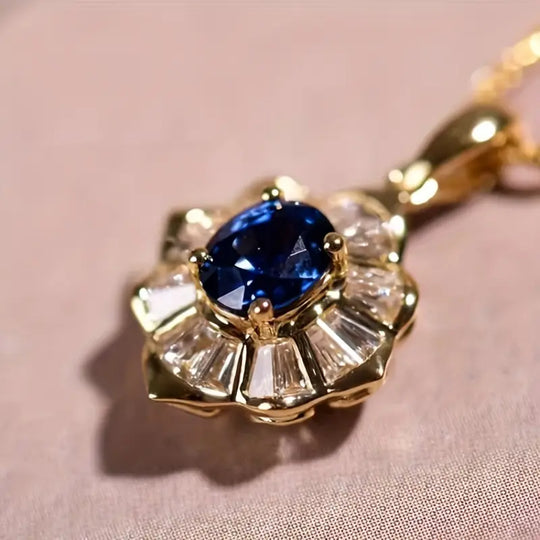 Blue Crystal Floral Cluster Necklace | Amelia Bellrose Jewellery