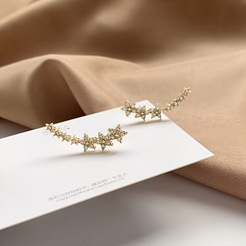 Floral Crystal Ear Climber Earrings | Amelia Bellrose Jewellery