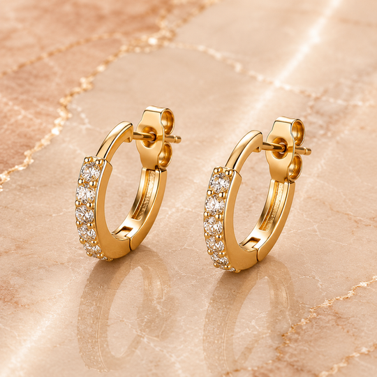 Pavé Gold Hoop Earrings | Amelia Bellrose Jewellery