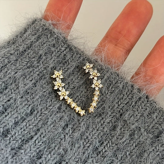 Floral Crystal Ear Climber Earrings | Amelia Bellrose Jewellery