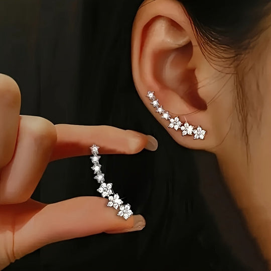 Floral Crystal Ear Climber Earrings | Amelia Bellrose Jewellery