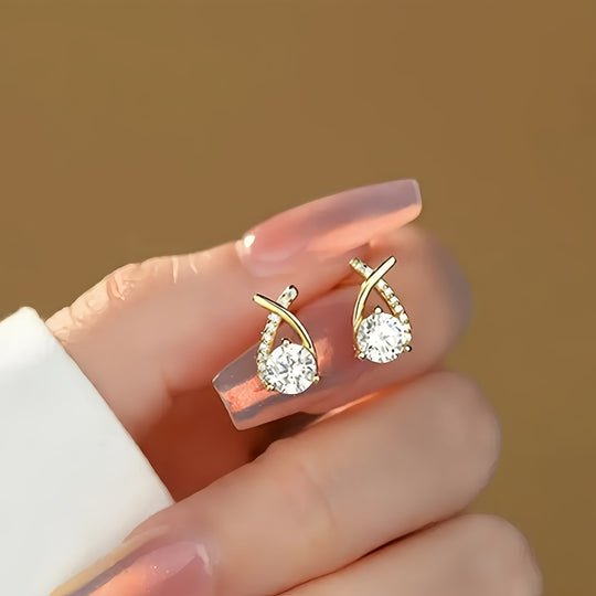 Zirconia Curve Drop Earrings | Amelia Bellrose Jewellery