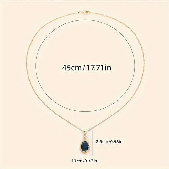 Oval Blue Crystal Drop Necklace | Amelia Bellrose Jewellery